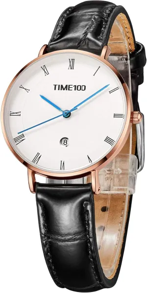 Leather Strap Watch with Date Ladies Wrist Watches Waterproof Womens Watches Easy gild glassmaking crane Reader Quartz Analog 30mm 