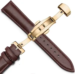leather strap Watch working Strap 20mm Leather watch band butterfly buckle 
