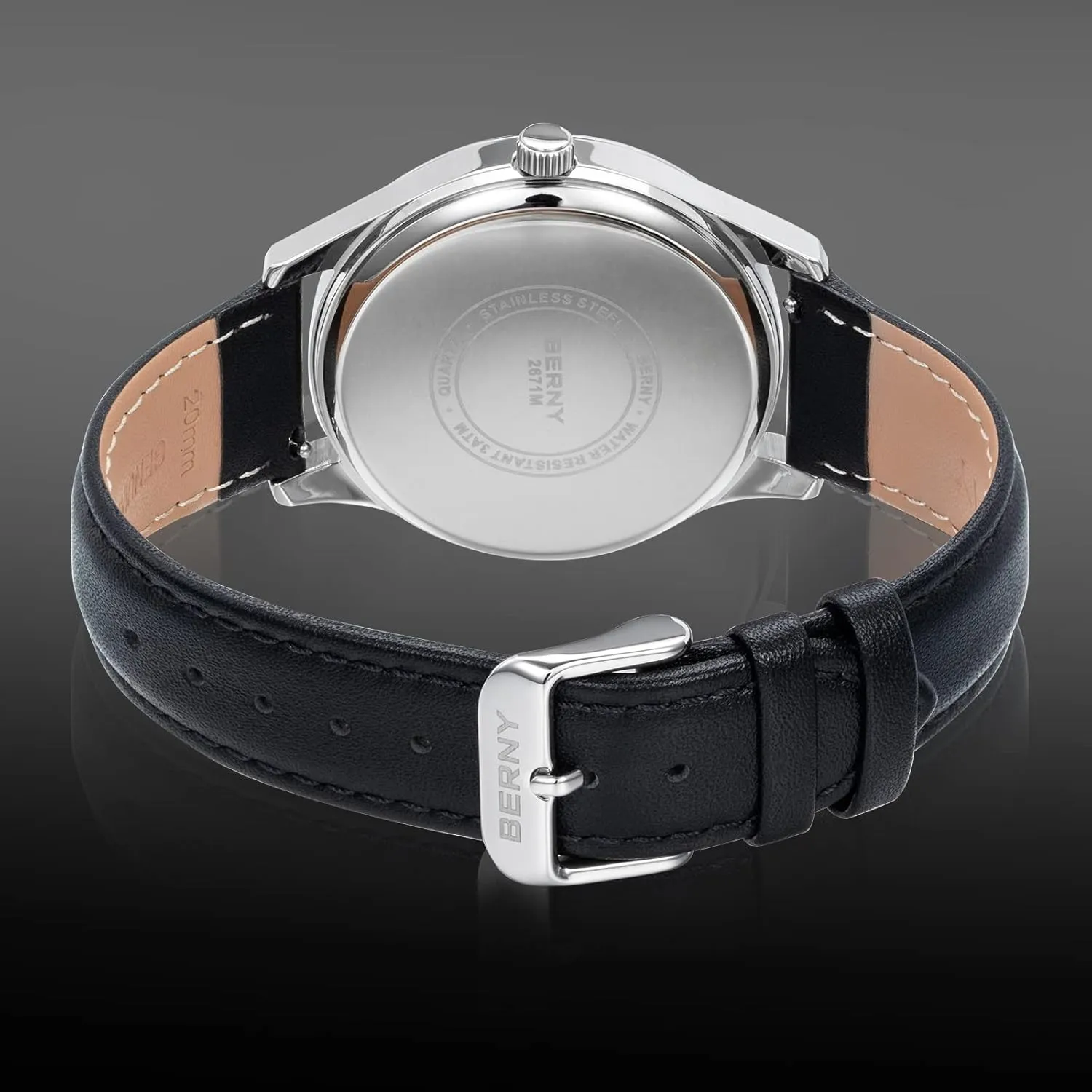 Leather Strap Wristwatch Classic Elegant Day-Date Watch for Men BERNY Men's Easy Reader Watch equatorial passion unexpected manual Standard Analog Display Quartz 