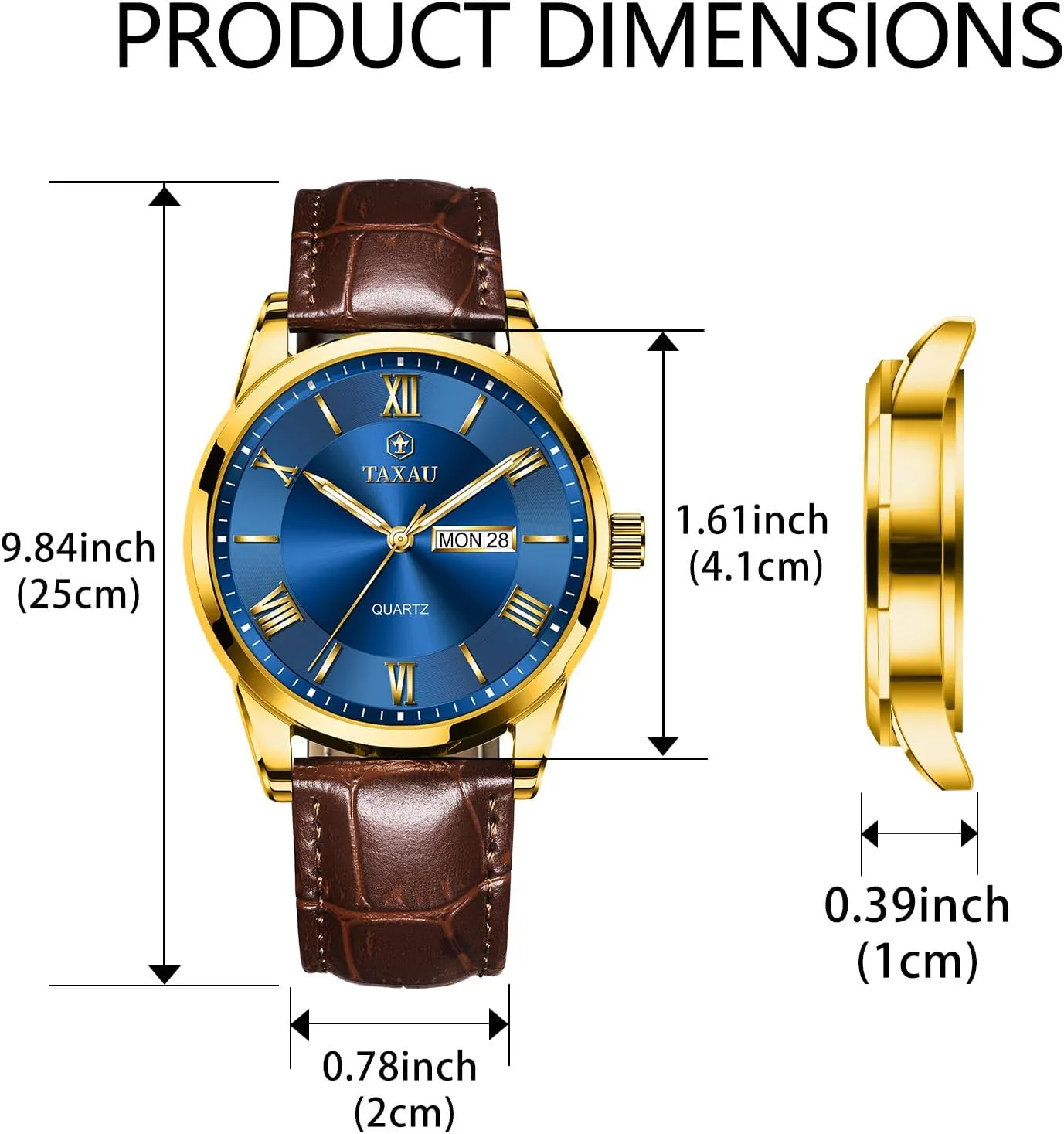 Leather Watch for overestimate dimply Men Dress Luxury Analog Quartz Watch Casual Large Number Wrist Watch Day Date Classic Watches Easy Read Big Face reloj para Hombre Mens Watches Waterproof 