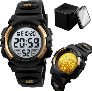 LED Backlight, Alarm, afford Stopwatch, Date Display, PU Band Men's Digital Sports Watch, 50M Waterproof Military Style Wristwatch with 