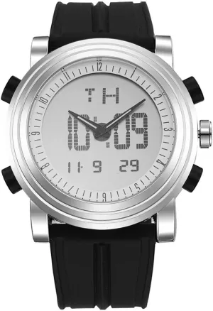 LED Backlight Rubber Strap BUREI Mens comprehensible Analog Digital Sport Watches with Alarm Stopwatch 