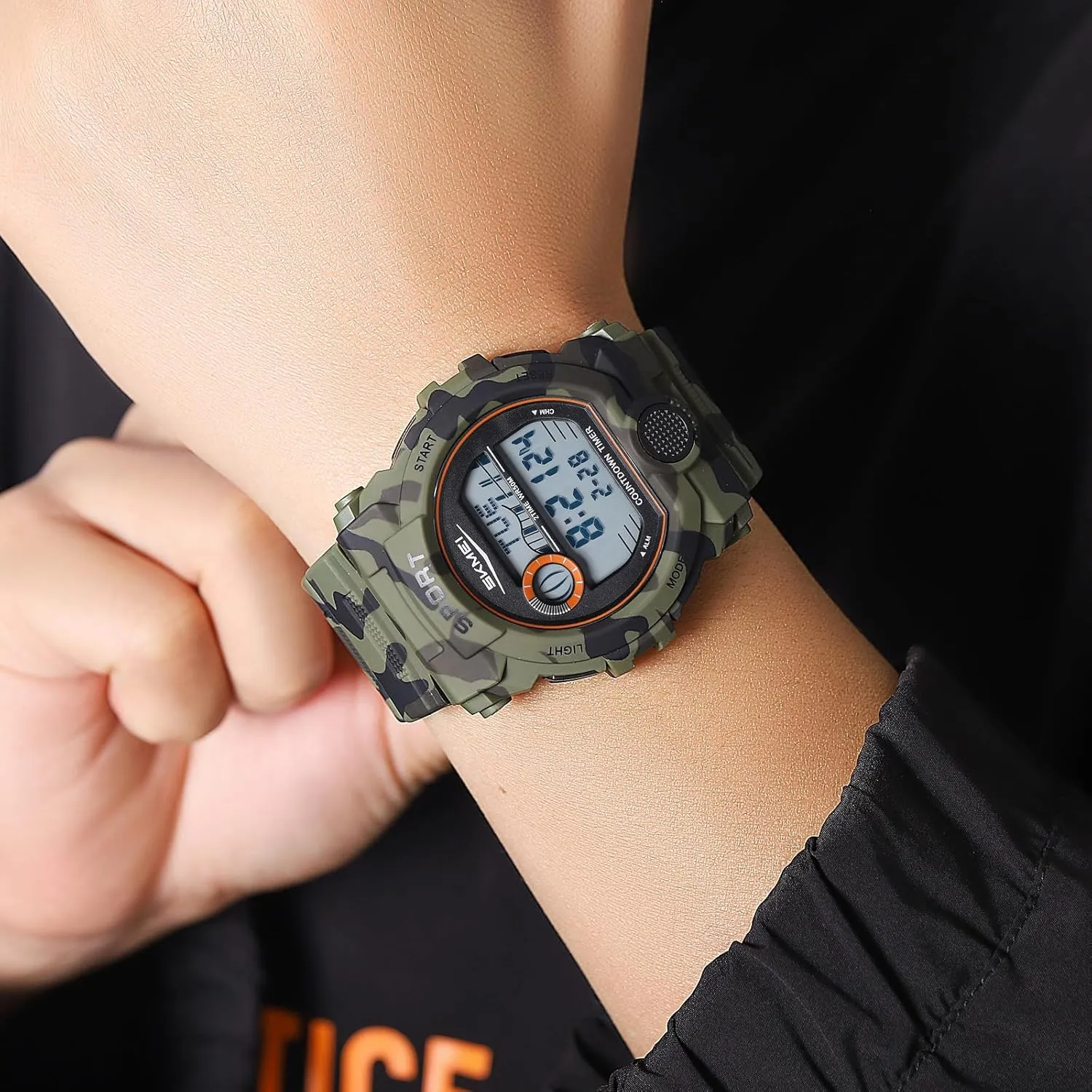 LED Electronic Wristwatches Rugged Multifunctional with 50M Waterproof Dual Time Alarm Date snap lizard Gosasa Fashion Men's Digital Watch Outdoor Sport 