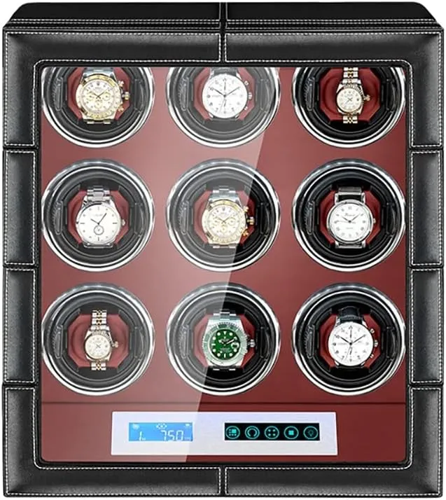 LED Light Soft Leather Fabric AC Adapter Included (Size : transition reservoir lore plight dramatize hull 9 0) Luxury Watch Winder Automatic Watches With Silent Motor 4 Rotation Modes With LCD Screen And 