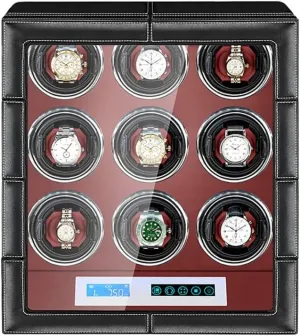 LED Light Soft Leather Fabric AC Adapter Included (Size : transition reservoir lore plight dramatize hull 9 0) Luxury Watch Winder Automatic Watches With Silent Motor 4 Rotation Modes With LCD Screen And 