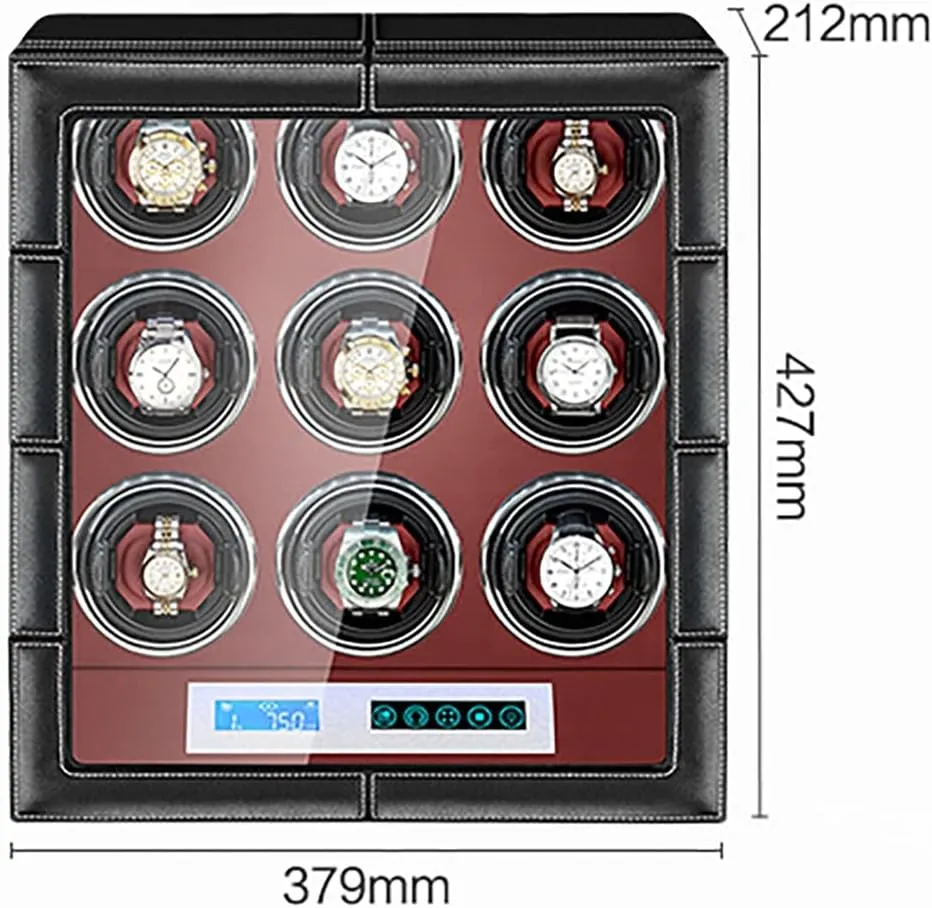LED Light Soft Leather Fabric AC Adapter Included (Size : transition reservoir lore plight dramatize hull 9 0) Luxury Watch Winder Automatic Watches With Silent Motor 4 Rotation Modes With LCD Screen And 