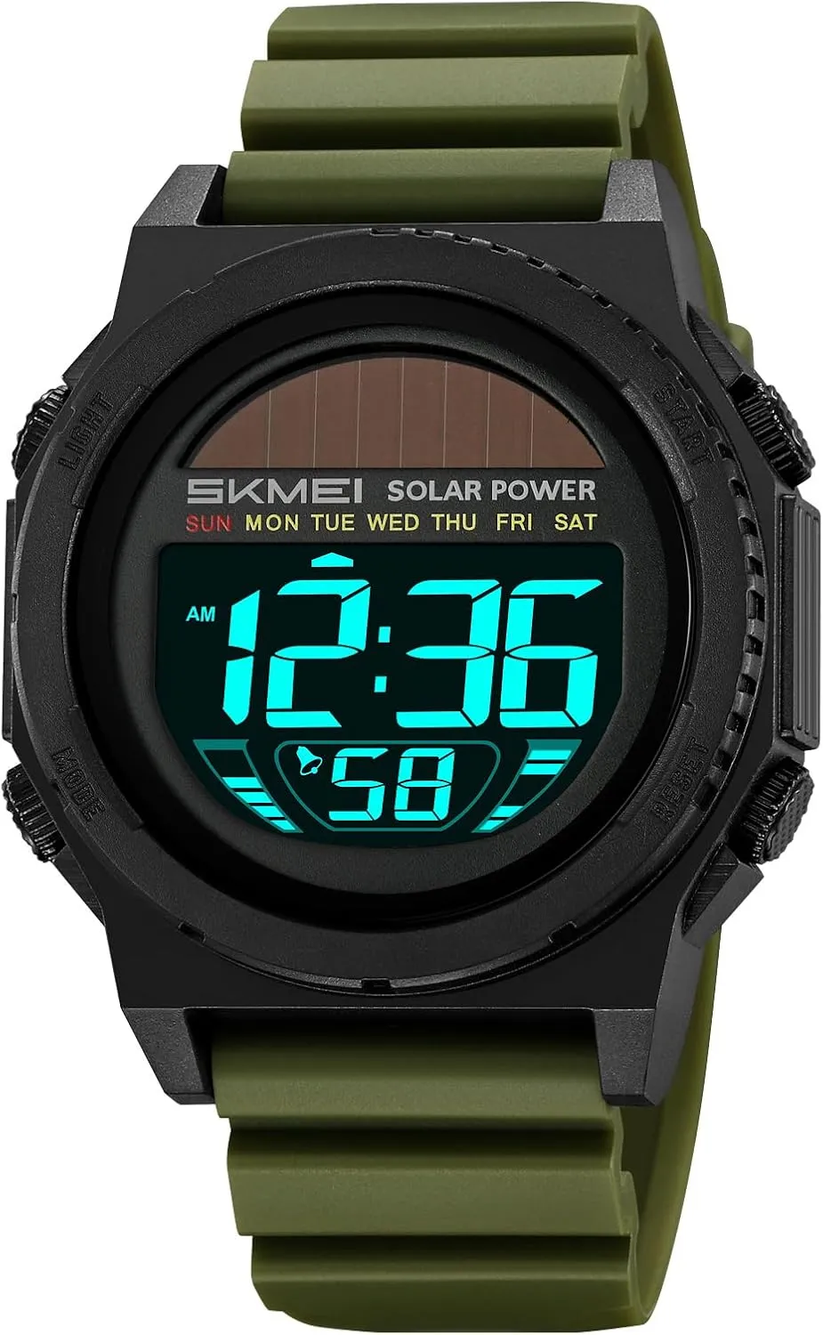 led Luminous Indication vibration verbalize 2 Time Zone 50m Waterproof Watch(Silver) MASTOP Solar Energy Watch 