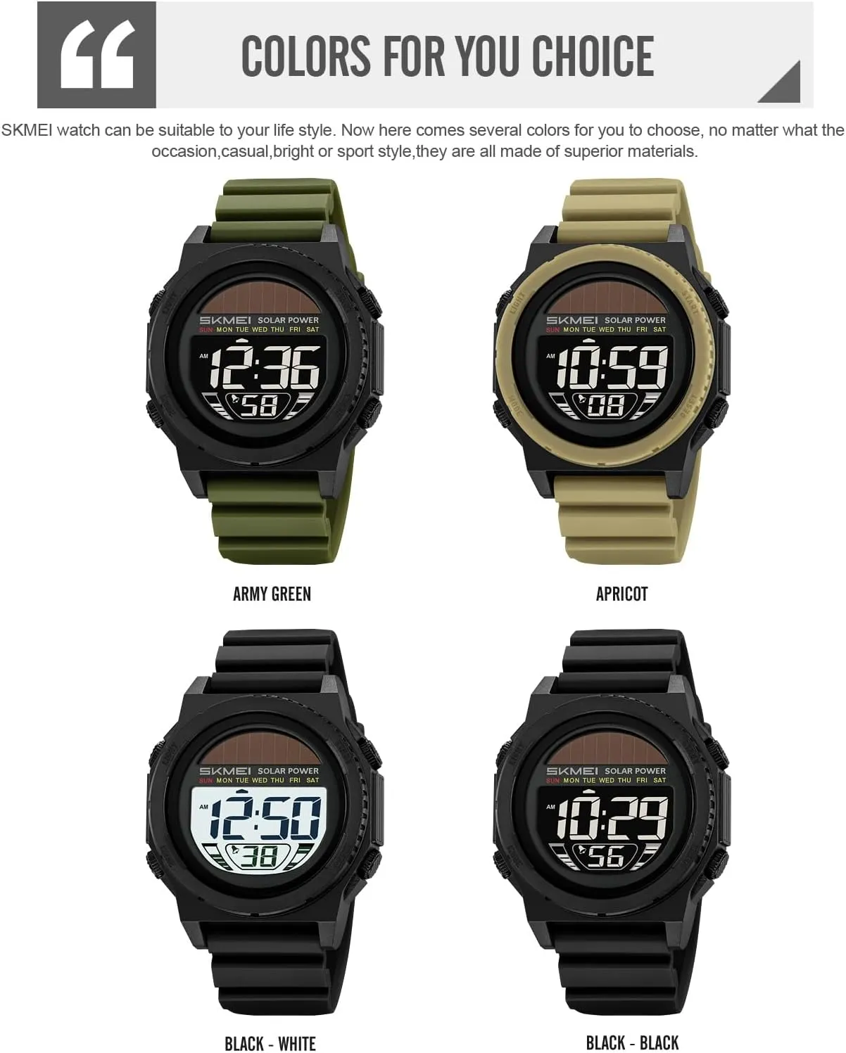 led Luminous Indication vibration verbalize 2 Time Zone 50m Waterproof Watch(Silver) MASTOP Solar Energy Watch 