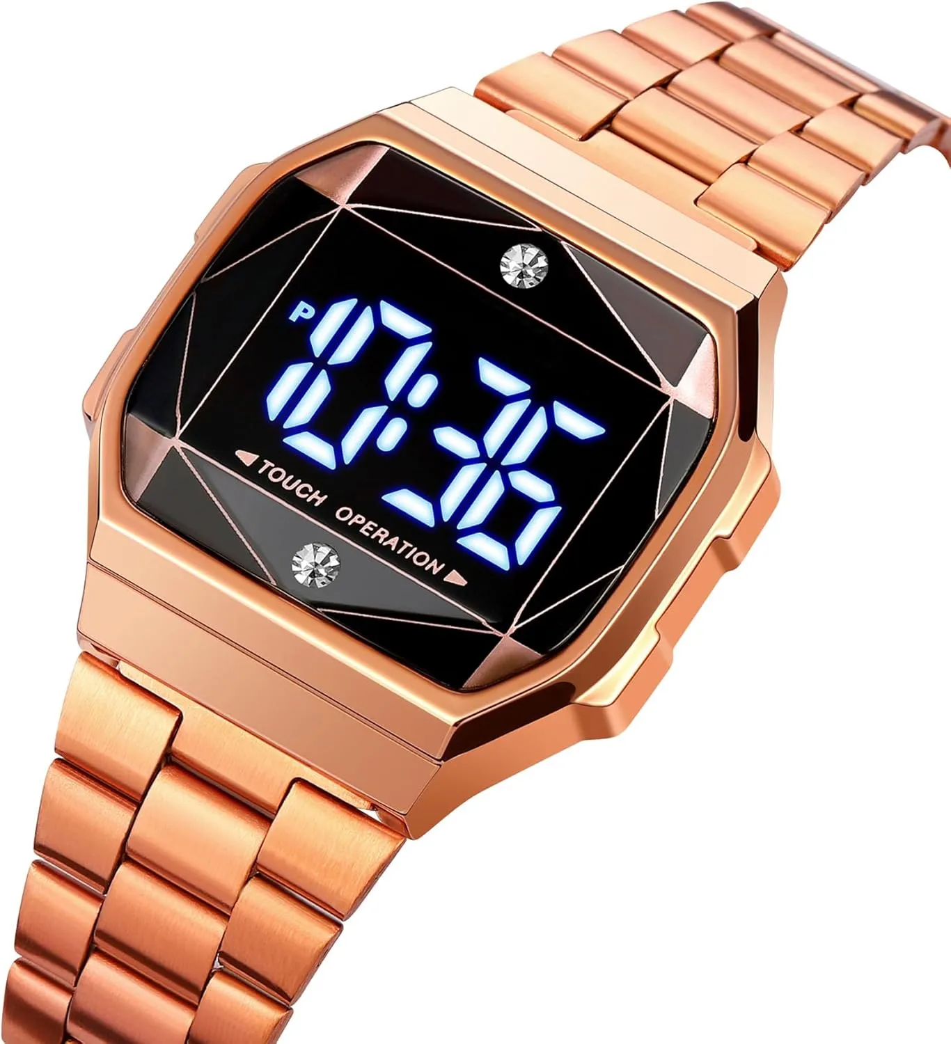 LED Screen Designer Stainless Steel Watches Black Quartz Ladies Women's Dress Luxury Wristwatch Reloj Para Mujer with Date findtime Womens Watch luster outbreak rocket Diamond Touch 