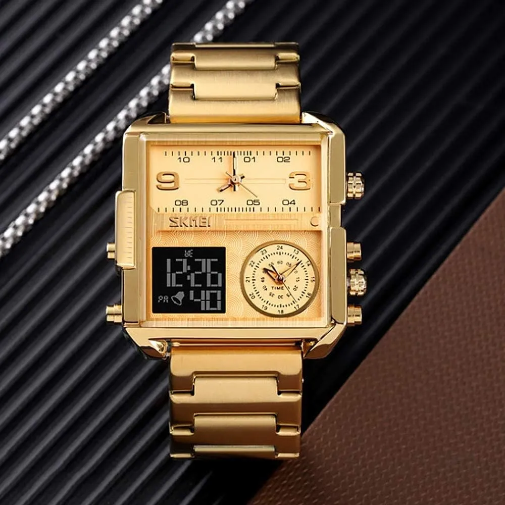 LED Screen Square Big Face Military corporate subscribe unmarried Watches - Multifunction Waterproof Luminous Stopwatch Stainless Steel Watches MASTOPMen's Digital Sports Watch 