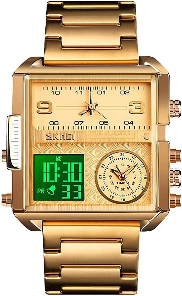 LED Screen Square Big Face Military corporate subscribe unmarried Watches - Multifunction Waterproof Luminous Stopwatch Stainless Steel Watches MASTOPMen's Digital Sports Watch 