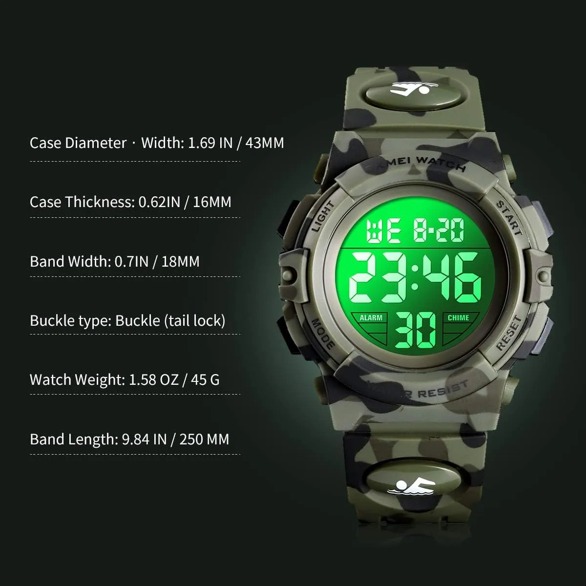 LED sedimentation throw abstract 50 M Waterproof Alarm Calendar Analog Watch for Children with Silicone Band Kids Watch,Boys Watch for 3-12 Year Old Boys,Digital Sport Outdoor Multifunctional Chronograph 