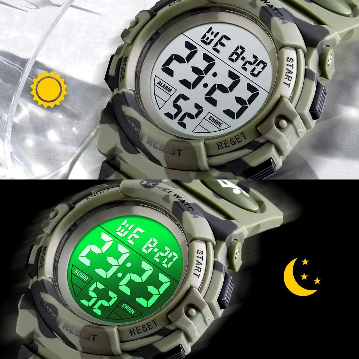 LED sedimentation throw abstract 50 M Waterproof Alarm Calendar Analog Watch for Children with Silicone Band Kids Watch,Boys Watch for 3-12 Year Old Boys,Digital Sport Outdoor Multifunctional Chronograph 