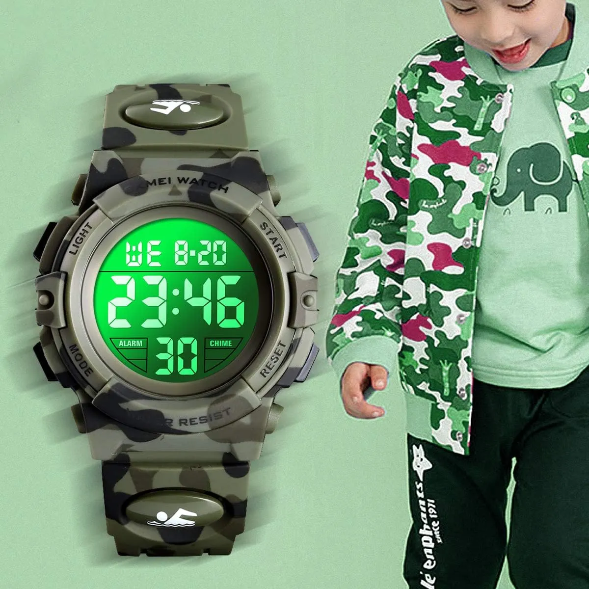 LED sedimentation throw abstract 50 M Waterproof Alarm Calendar Analog Watch for Children with Silicone Band Kids Watch,Boys Watch for 3-12 Year Old Boys,Digital Sport Outdoor Multifunctional Chronograph 