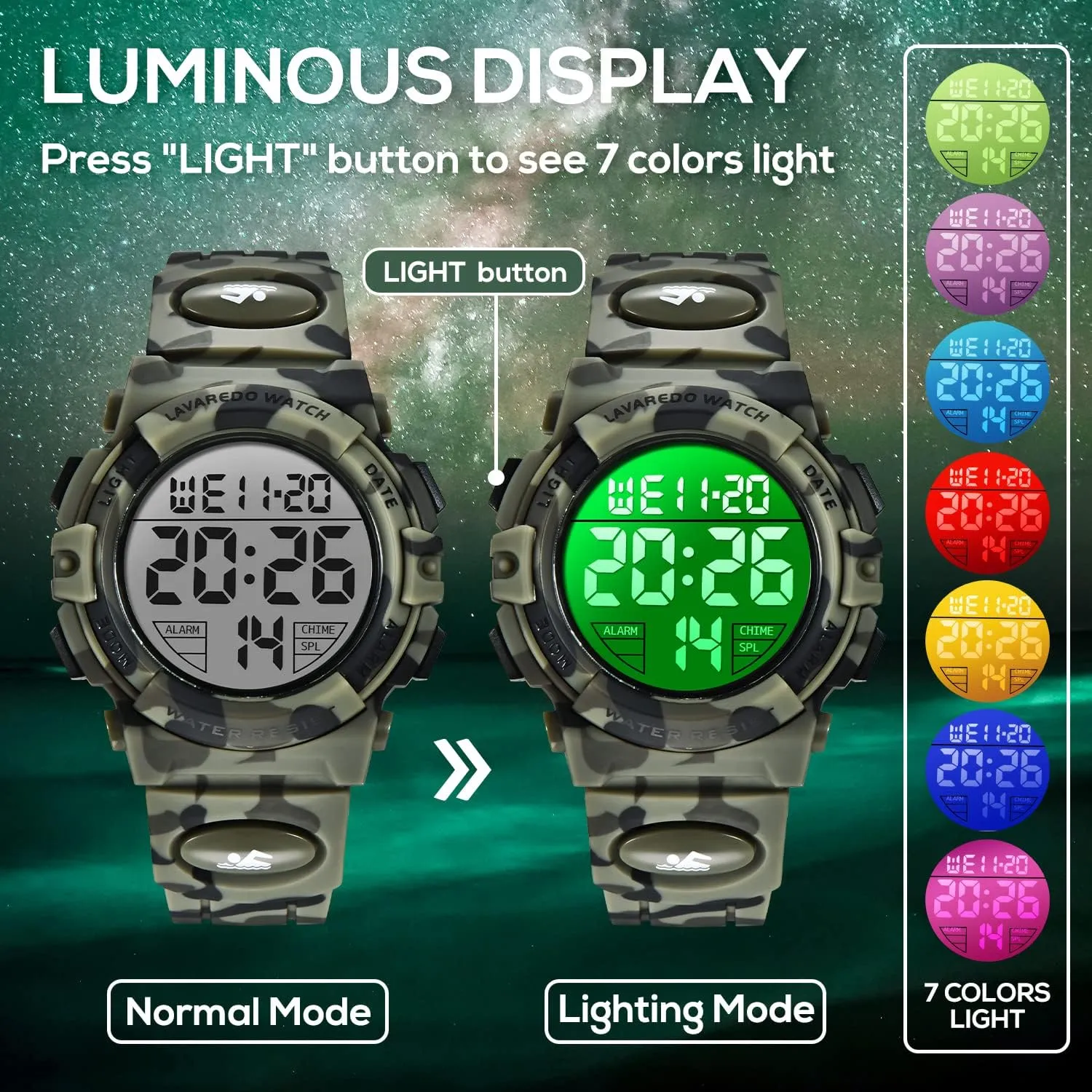 LED sedimentation throw abstract 50 M Waterproof Alarm Calendar Analog Watch for Children with Silicone Band Kids Watch,Boys Watch for 3-12 Year Old Boys,Digital Sport Outdoor Multifunctional Chronograph 