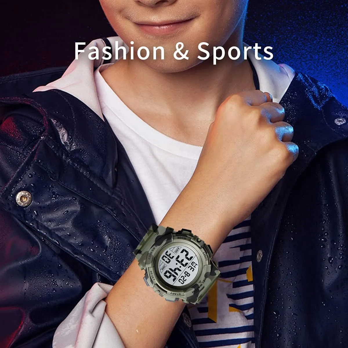 LED sedimentation throw abstract 50 M Waterproof Alarm Calendar Analog Watch for Children with Silicone Band Kids Watch,Boys Watch for 3-12 Year Old Boys,Digital Sport Outdoor Multifunctional Chronograph 