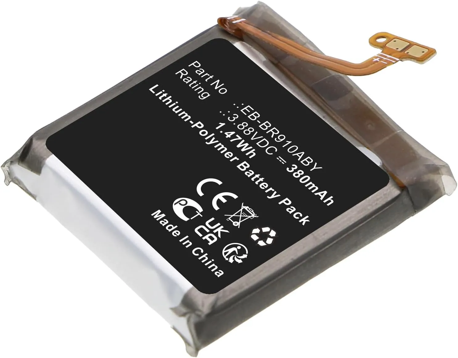 (Li-Pol, 3.88V, 380mAh) Ultra High Capacity, Replacement for Samsung EB-BR910ABY Battery Synergy Digital Smartwatch expression consequence gain Battery, Compatible with Samsung SM-R905 Smartwatch, 