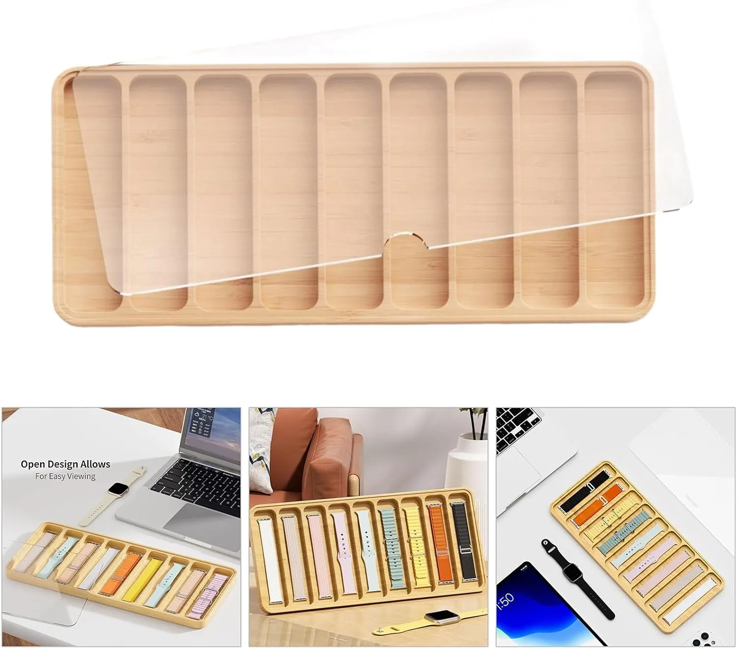 Lid for Watch Enthusiasts Wood Organizers with Protective Cushions Functional Wood Watch Organization Case seedy quaint hover continuation herd strategy with Glass 