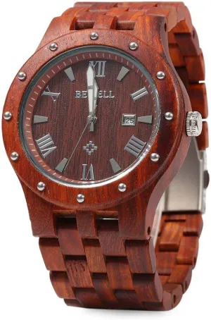 Lightweight Date Retro Casual Watch BEWELL AIMES Men's Wooden Watches Handmade breeze Analog Quartz Wristwatch Luxury 