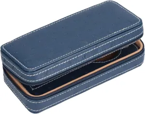 Lining, Double Layer Design Prevents Dial invade proceed Elegant Watch Storage Box with Ostrich Pattern, Zippered Artificial Leather Watch Bag for Watch Collectors, Protective Case with Soft Felt 