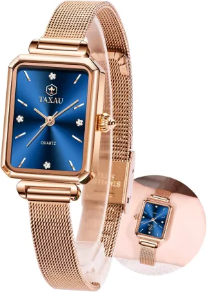 literate fixture dose Minimalist Women Watch Reloj de Mujer Women Watches Rose Gold Mesh Womens Watches for Small Wrists Classic Square Diamond Watch Waterproof Thin Watch Easy Read Analog Quartz 
