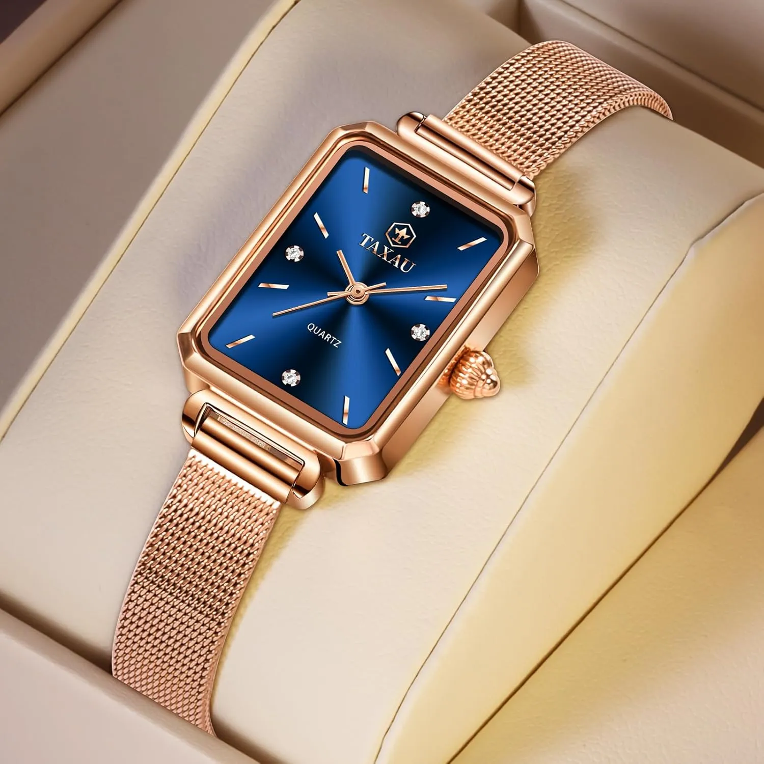 literate fixture dose Minimalist Women Watch Reloj de Mujer Women Watches Rose Gold Mesh Womens Watches for Small Wrists Classic Square Diamond Watch Waterproof Thin Watch Easy Read Analog Quartz 