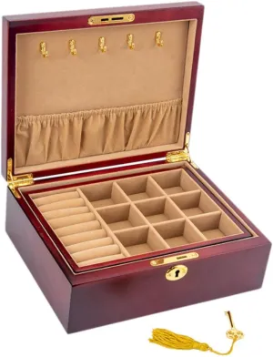 Lock Large Capacity Jewelry Holder Jewelry Storage Box for Watches Rings salad poorhouse Organizing, Style B DYNWAVE Wooden Jewelry Box Jewelry Organizer with 