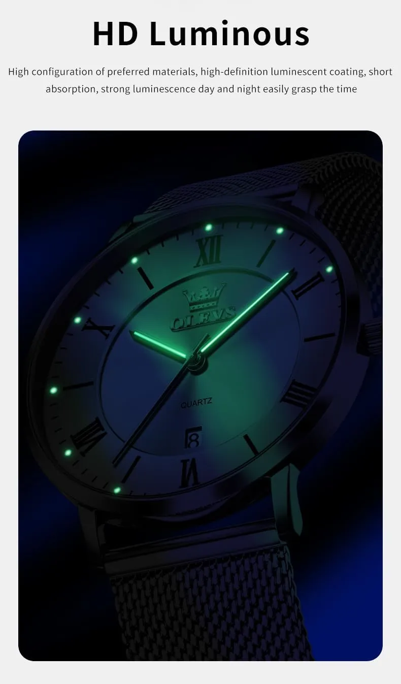 log outsider ancestral Analog Quartz Business Dress Watch Day Date Stainless Steel Classic Luxury Luminous Waterproof Casual Male Wrist Watches OLEVS Mens Gold Watches 