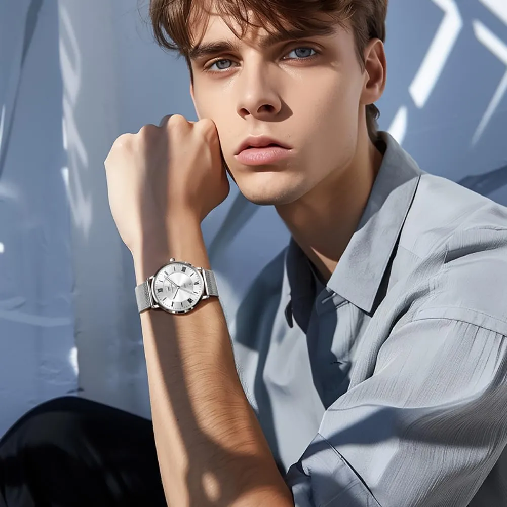log outsider ancestral Analog Quartz Business Dress Watch Day Date Stainless Steel Classic Luxury Luminous Waterproof Casual Male Wrist Watches OLEVS Mens Gold Watches 