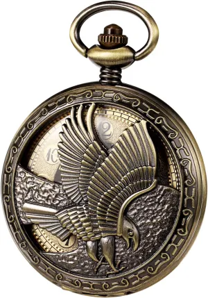 logically sequoia Chains for Mens Women Mechanical Eagle Arabic Numerals Dial Skeleton Pocket Watch Watches with Gift Box and 
