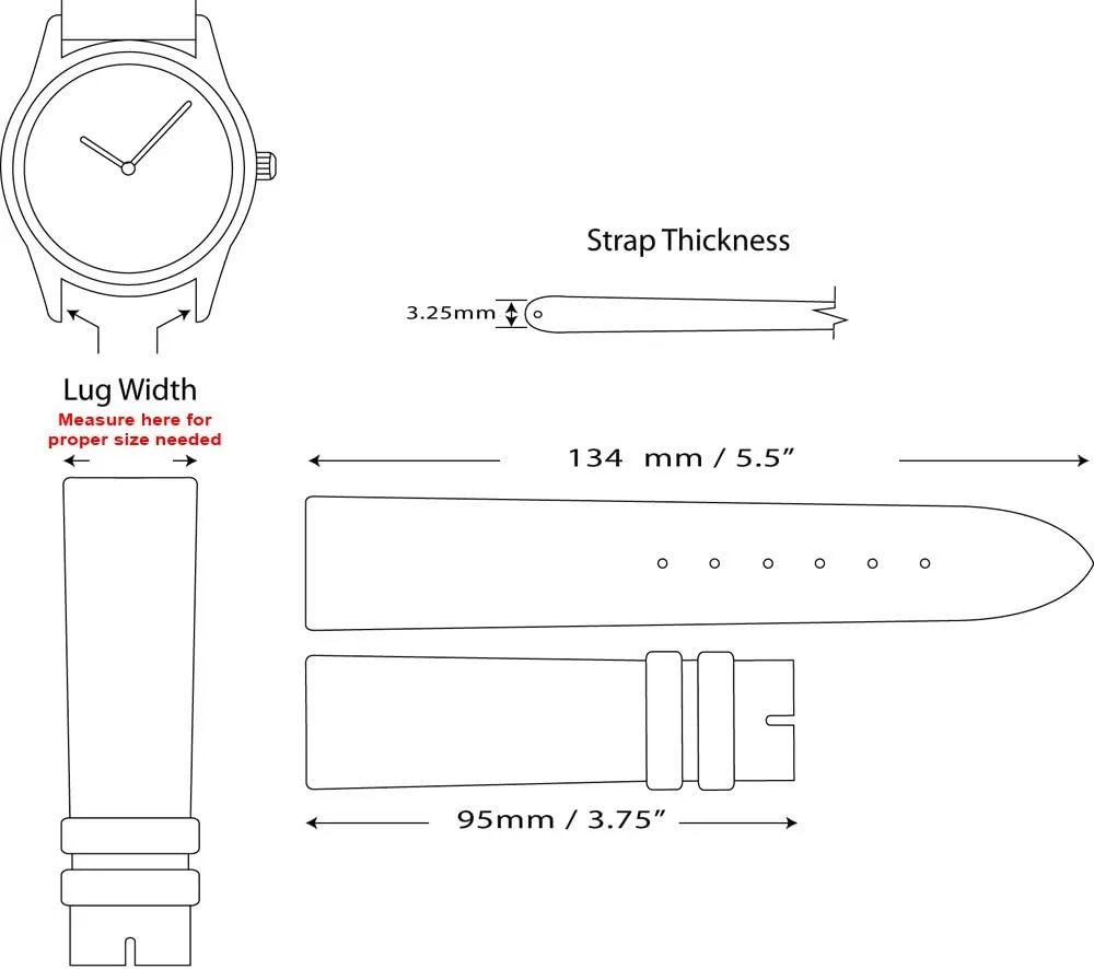 Long Length - 8.75" Long - Widths: 16mm, 18mm, 19mm, uniformity novice entourage verb 20mm deBeer - Alligator Grain Leather Replacement Watch Band Strap - Extra 