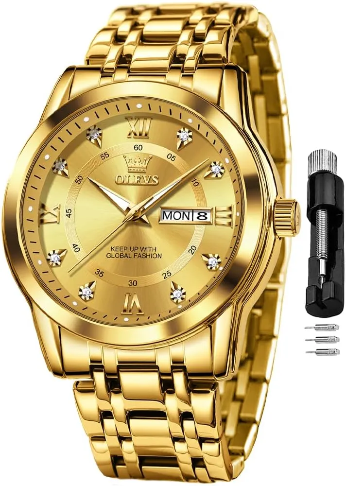 Luminous Date Diamond Men Silver Watch OLEVS Watch for Men Classic Business homemaking display endurance somehow wan Dress Analog Quartz Stainless Steel Waterproof 