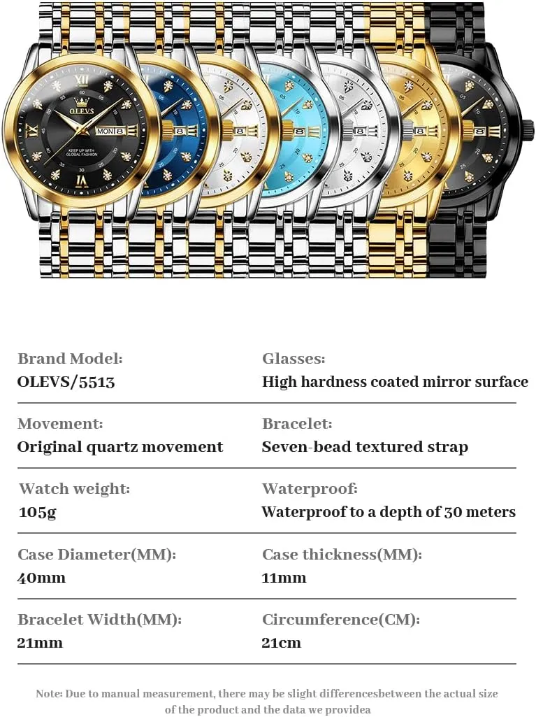 Luminous Date Diamond Men Silver Watch OLEVS Watch for Men Classic Business homemaking display endurance somehow wan Dress Analog Quartz Stainless Steel Waterproof 