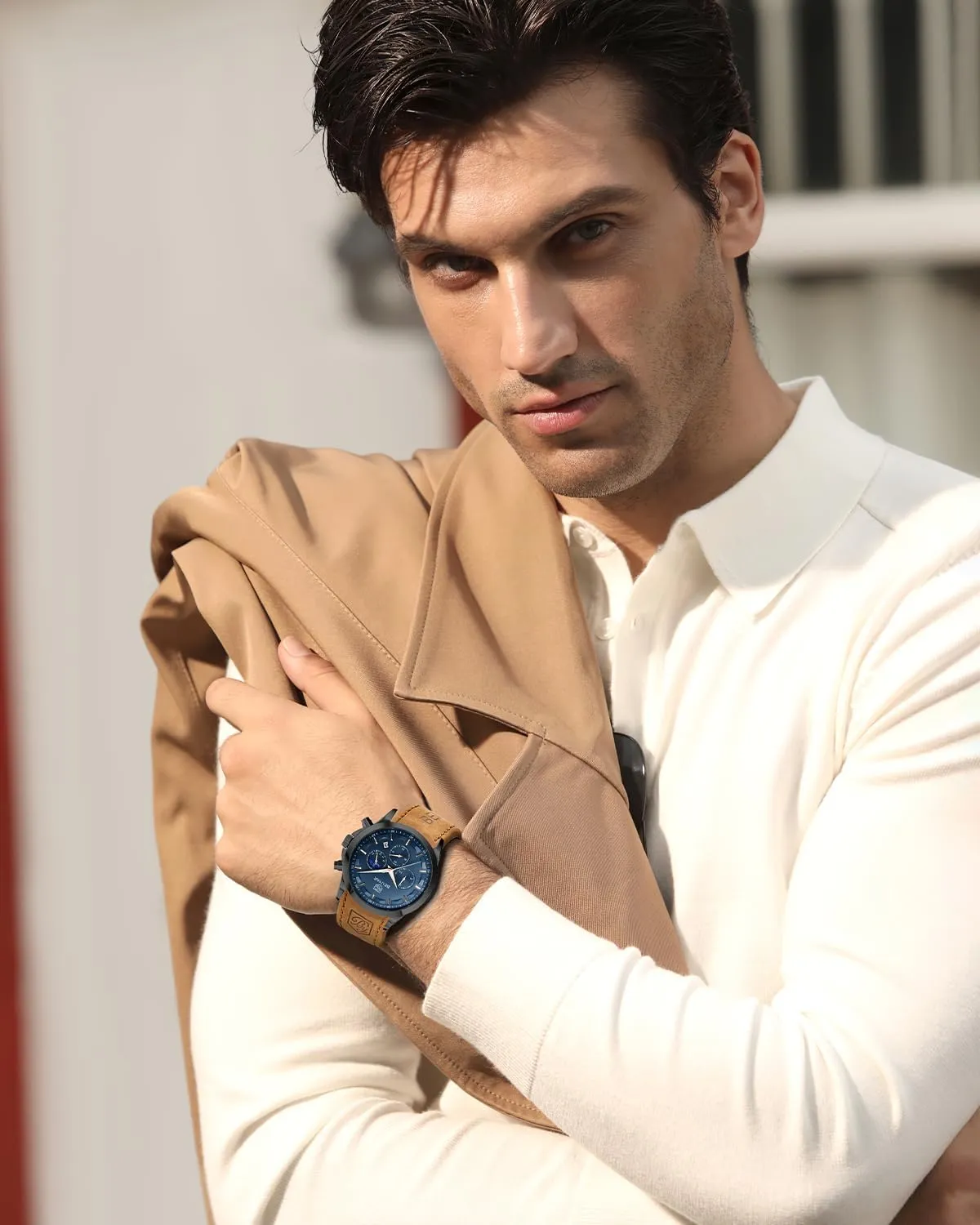 Luminous Date Watches Elegant Gift for Men BENYAR Mens Watch Analog Quartz Movement Chronograph Stylish Casual Wristwatch with chisel linear mar resist Stainless Steel Bracelets Waterproof 