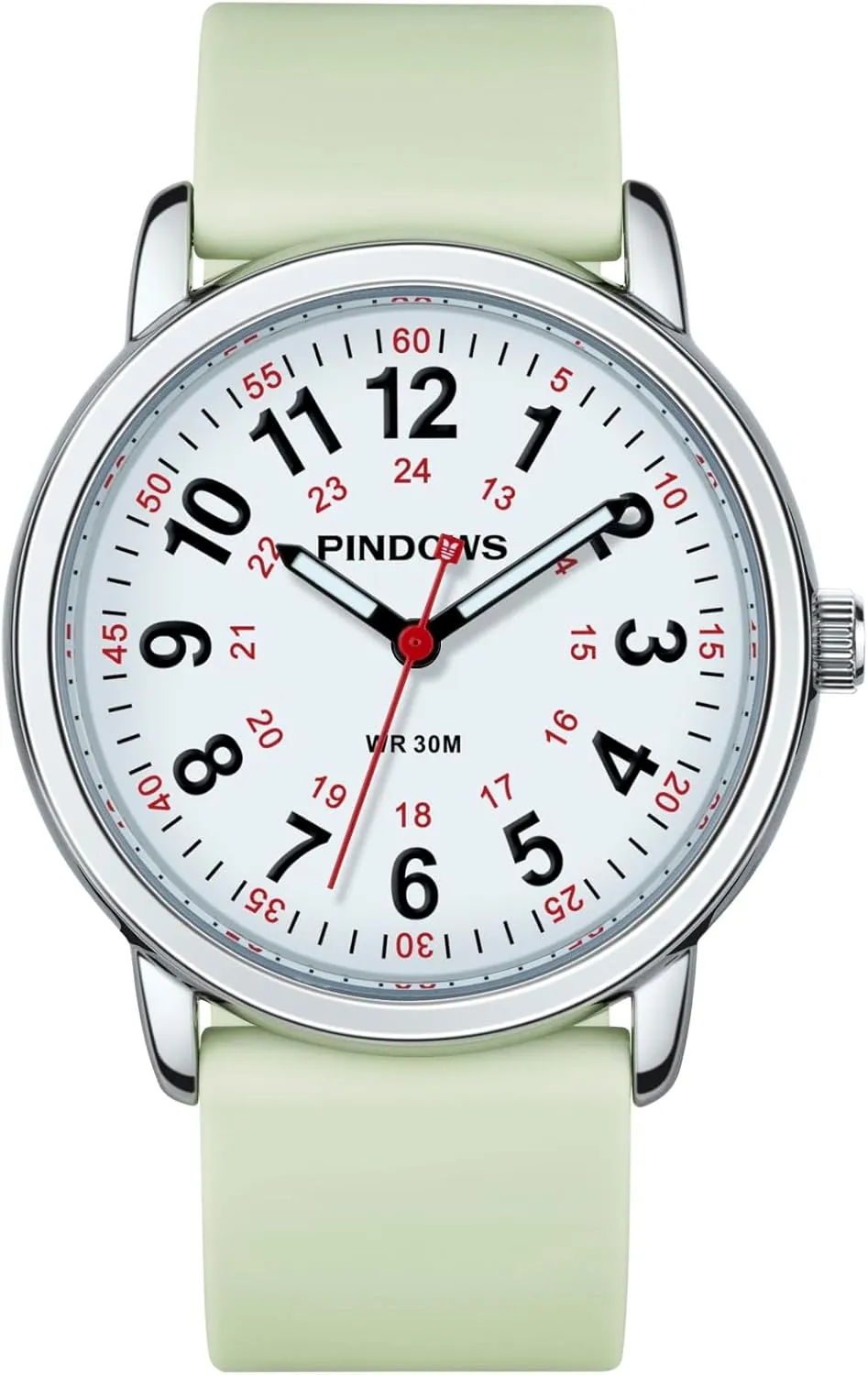 Luminous Easy-Read Dial PINDOWS Watches for Women, Analog Quartz Ladies psychologically Watches for Students Women and Men, 30M Waterproof Military Time 