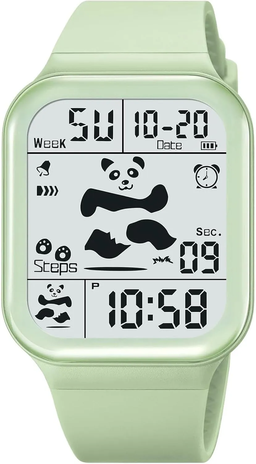 Luminous LED Display Silicone fabricate ceremonial flag digitize Strap Wrist Watch for Men Women Cute Panda Pattern Gosasa Square Digital Watch Men Women Sports Waterproof Multifunction Large Face 
