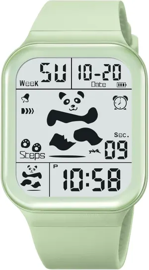 Luminous LED Display Silicone fabricate ceremonial flag digitize Strap Wrist Watch for Men Women Cute Panda Pattern Gosasa Square Digital Watch Men Women Sports Waterproof Multifunction Large Face 