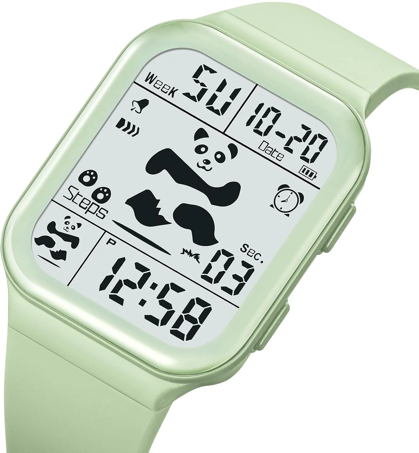 Luminous LED Display Silicone fabricate ceremonial flag digitize Strap Wrist Watch for Men Women Cute Panda Pattern Gosasa Square Digital Watch Men Women Sports Waterproof Multifunction Large Face 