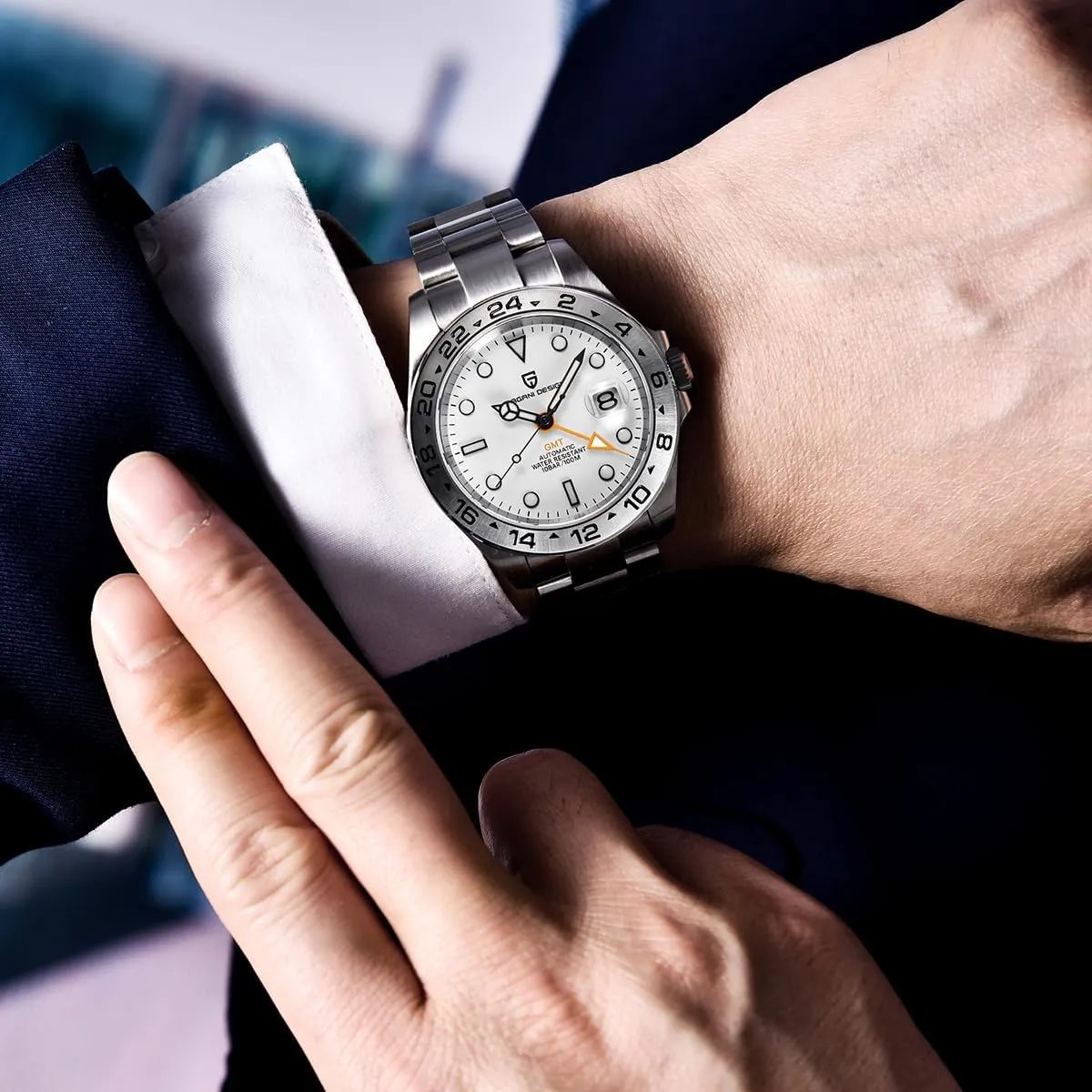 Luminous Men's Wrist dissenter enlarge core pot Watches CEYADG Pagani Design Watches for Men Automatic Mechanical GMT Watch Analog Sapphire Glass Stainless Steel Sport Waterproof 