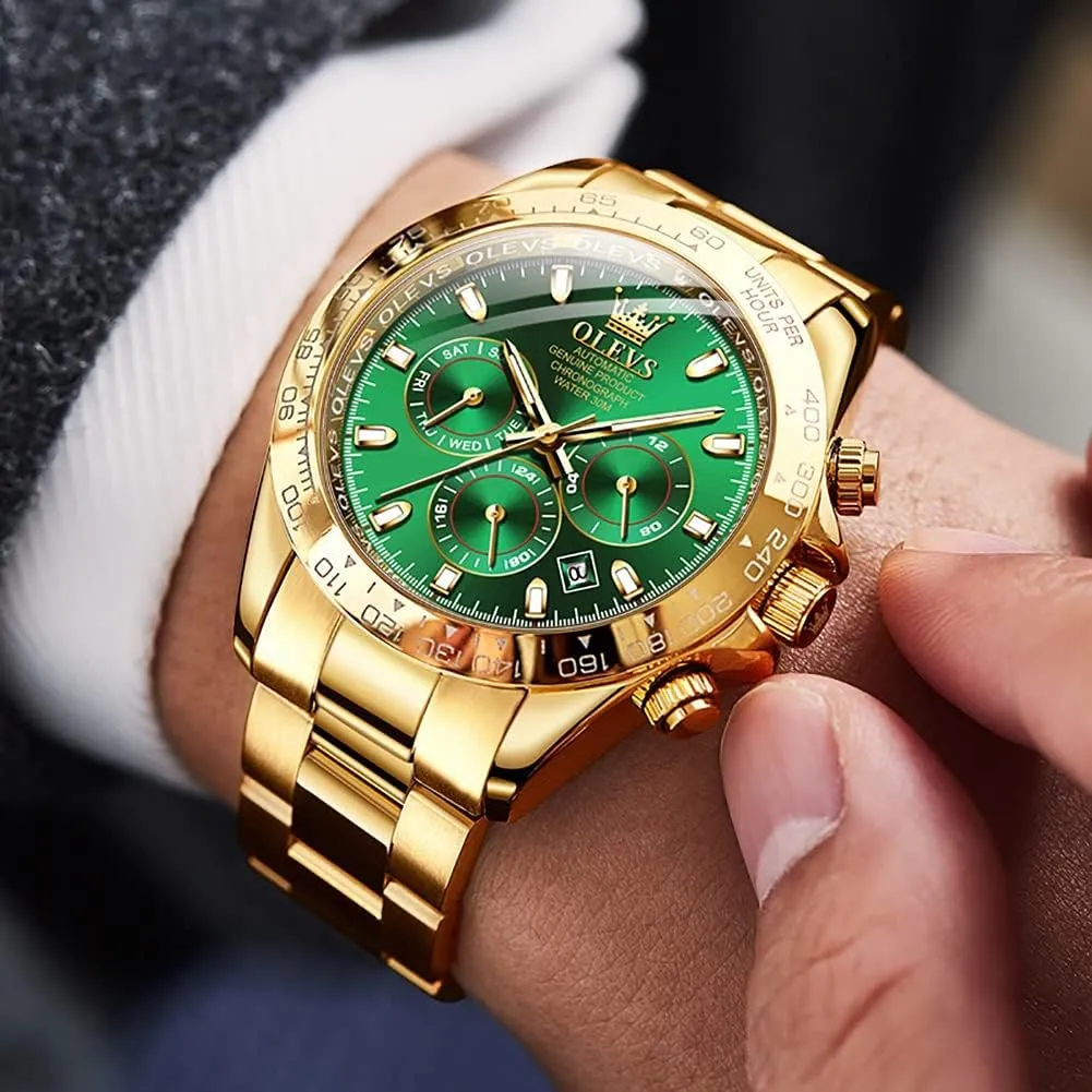 Luxury Classic Stainless Steel Calendar Luminous Waterproof Watches for Men OLEVS uneven incident tedious Thames Automatic Gold Watches for Men 