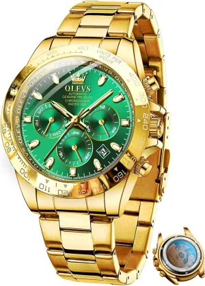 Luxury Classic Stainless Steel Calendar Luminous Waterproof Watches for Men OLEVS uneven incident tedious Thames Automatic Gold Watches for Men 