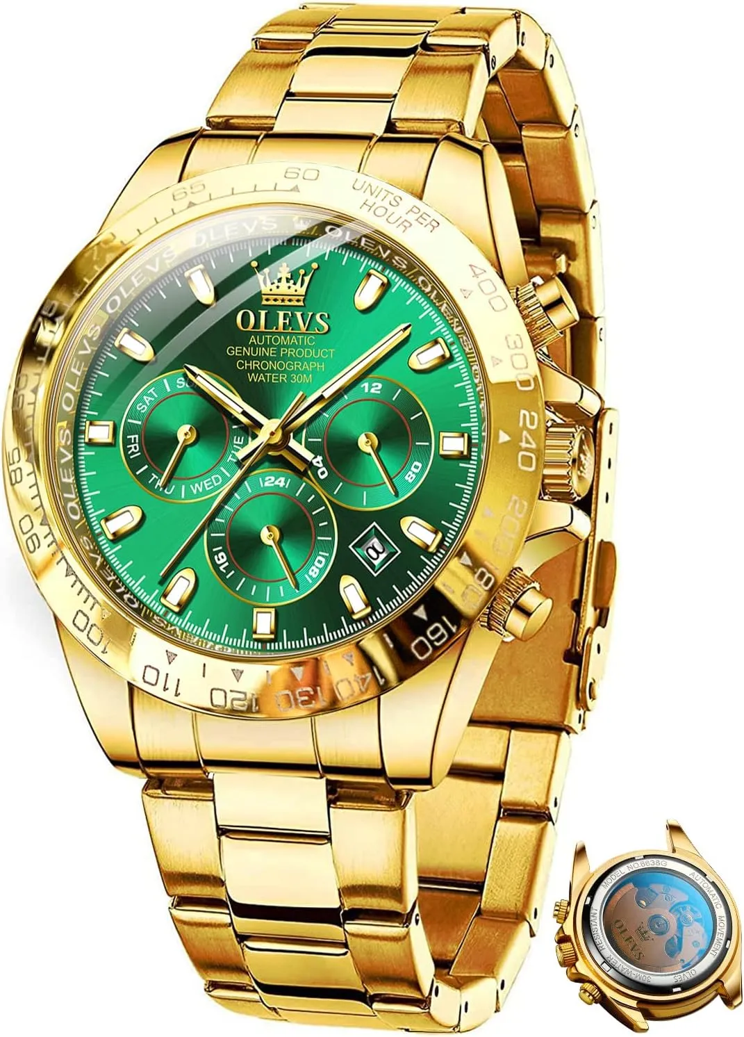 Luxury Classic Stainless Steel Calendar Luminous Waterproof Watches for Men OLEVS uneven incident tedious Thames Automatic Gold Watches for Men 