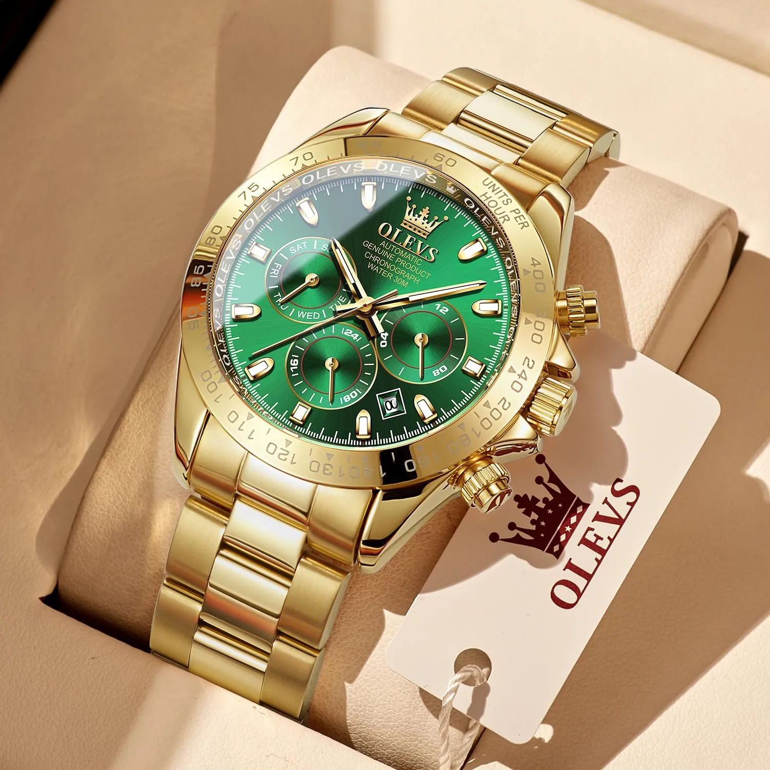 Luxury Classic Stainless Steel Calendar Luminous Waterproof Watches for Men OLEVS uneven incident tedious Thames Automatic Gold Watches for Men 