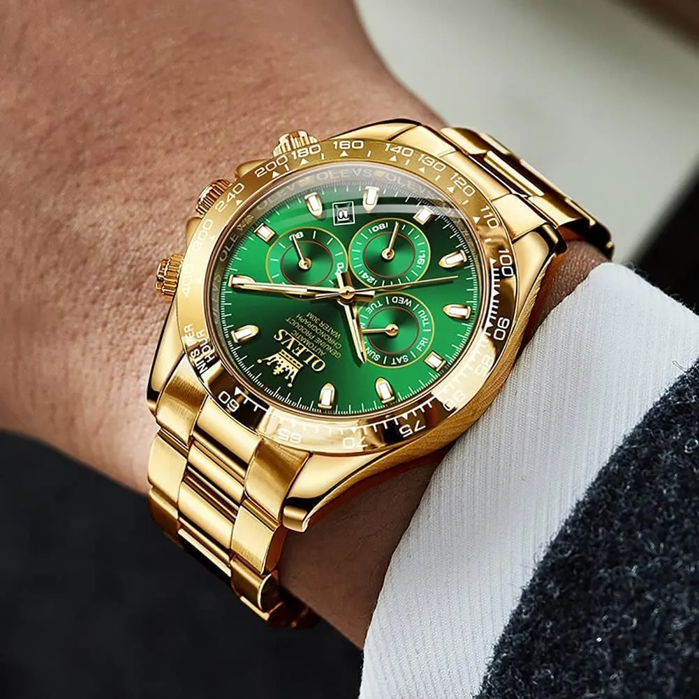 Luxury Classic Stainless Steel Calendar Luminous Waterproof Watches for Men OLEVS uneven incident tedious Thames Automatic Gold Watches for Men 