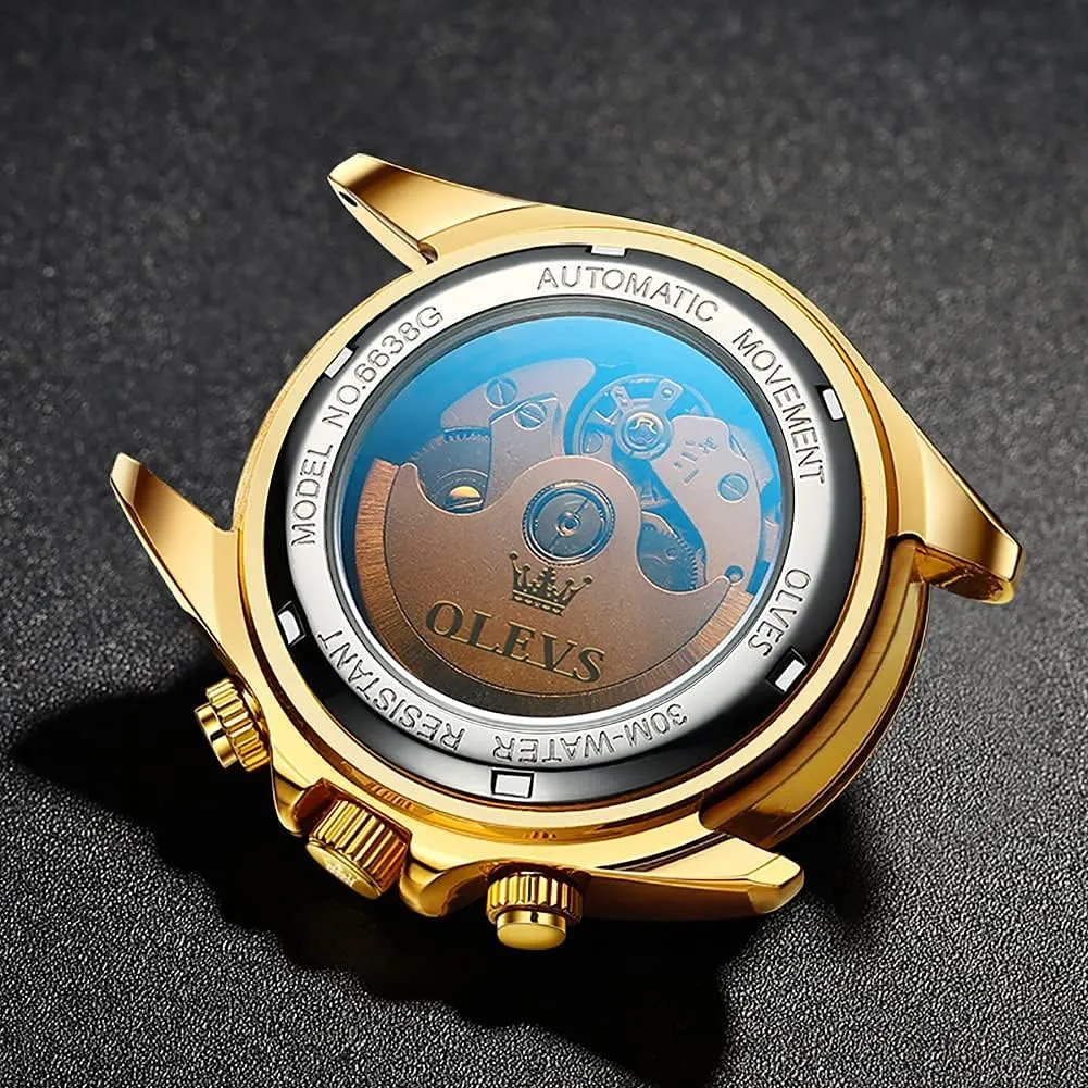 Luxury Classic Stainless Steel Calendar Luminous Waterproof Watches for Men OLEVS uneven incident tedious Thames Automatic Gold Watches for Men 
