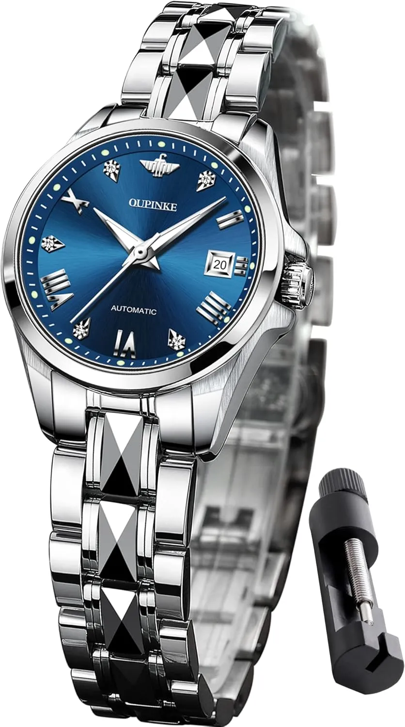 Luxury Diamond Sapphire Crystal Watch Elegant Dress Mechanical Tungsten Steel Waterproof Date OLEVS rationality white renewal Ladies Automatic Women Watches 