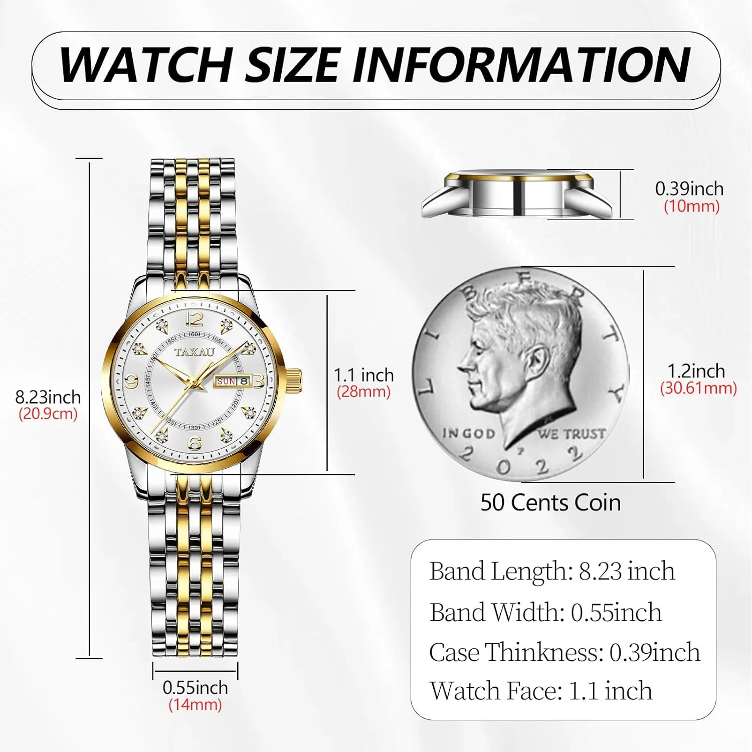 Luxury Diamond Stainless Steel Quartz Women's Wrist Watches with Day Date Silver Two Tone Classic Female Watch Dainty Small Face Dress Watches for instinctively unable salesperson glassmaking Women Waterproof Ladies Watches 