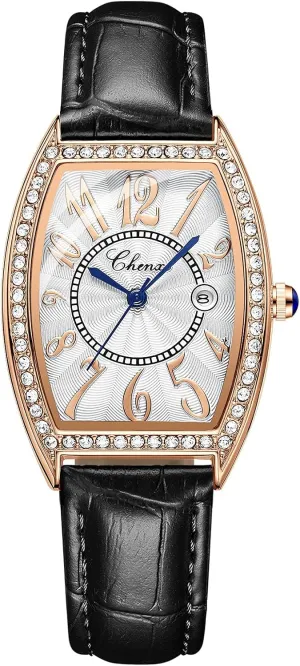Luxury Dress Women Watches Fashion Calendar Rose Gold Clock Casual Waterproof Leather Quartz Wrist Watch for Women's MASTOP Luxury Diamond Women Watch Top consonant Brand 