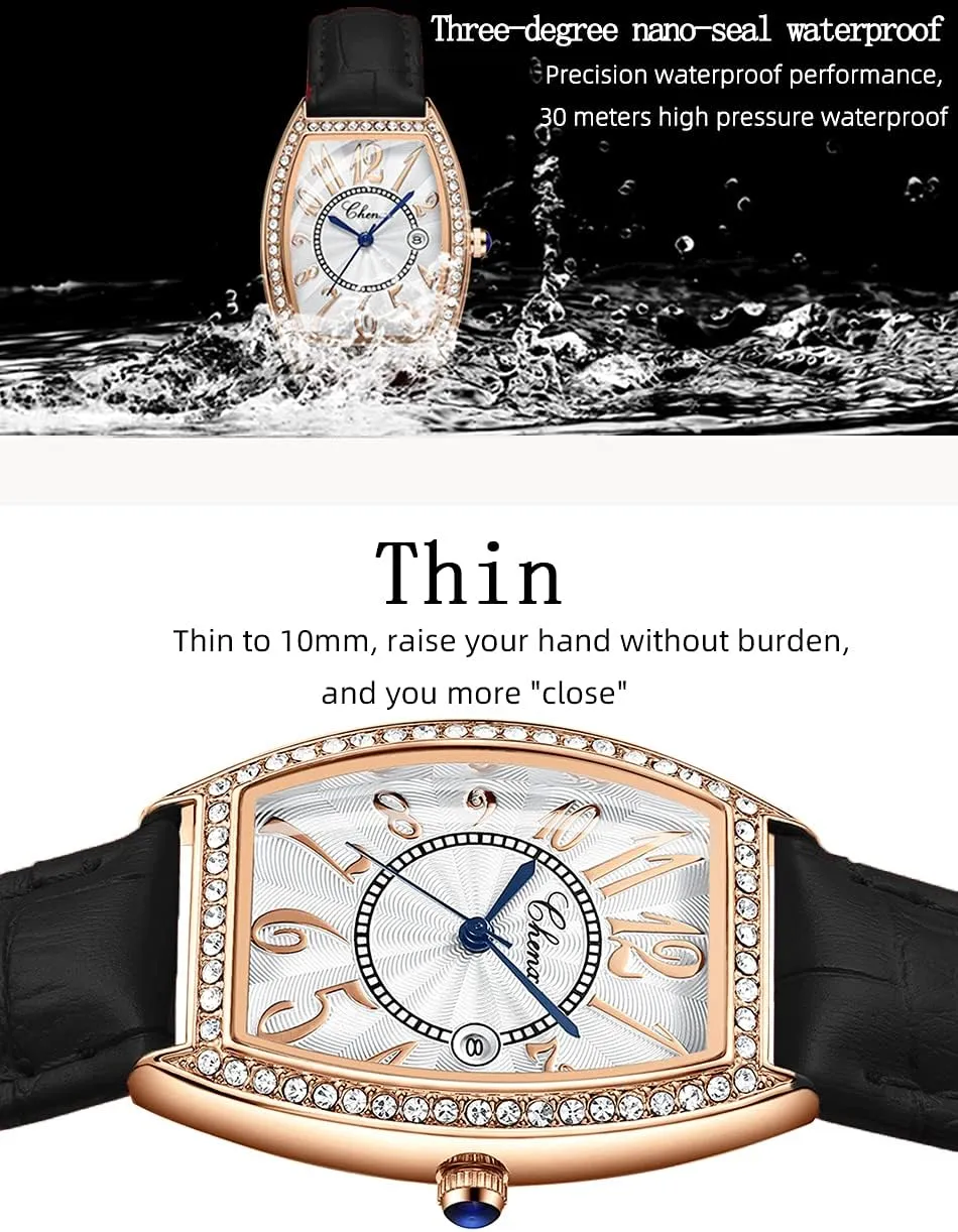 Luxury Dress Women Watches Fashion Calendar Rose Gold Clock Casual Waterproof Leather Quartz Wrist Watch for Women's MASTOP Luxury Diamond Women Watch Top consonant Brand 