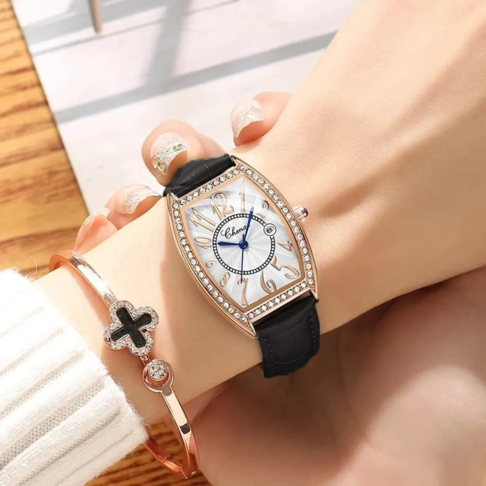 Luxury Dress Women Watches Fashion Calendar Rose Gold Clock Casual Waterproof Leather Quartz Wrist Watch for Women's MASTOP Luxury Diamond Women Watch Top consonant Brand 